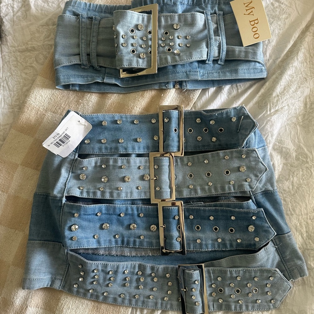 Denim and Diamond Belt Set